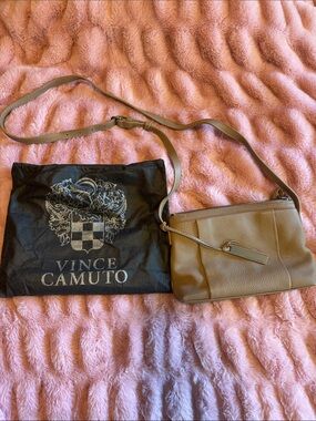 Vince Camuto -Taupe Pebbled Leather Crossbody